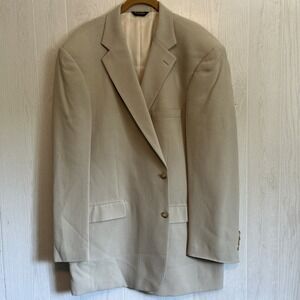 Pincus Brothers Maxwell Men's 48 Long Beige Silk Blazer Jacket‎